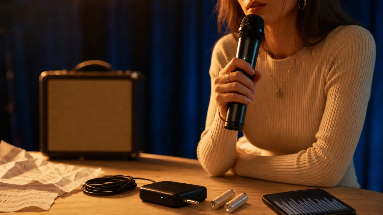 Micro sans fil pour chanter, autonomie 40h et portée 160 ft