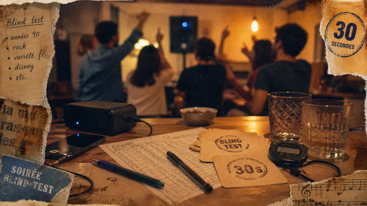Blind test chanson française : règles, playlist par époques et chronomètre sur table