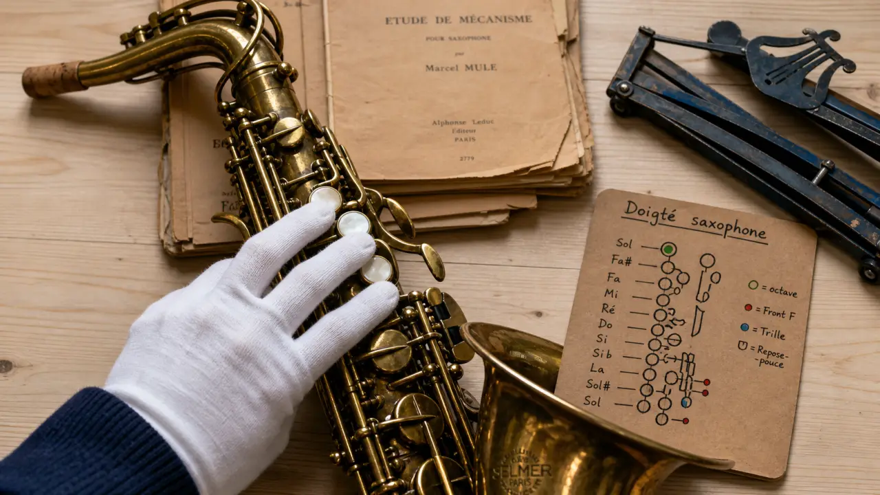 Doigté saxophone : placement des mains sur si la sol