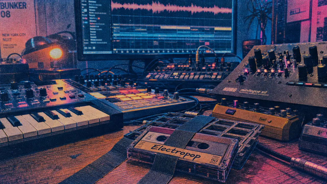 Photo home-studio electropop : synthés, contrôleur MIDI et séquenceur