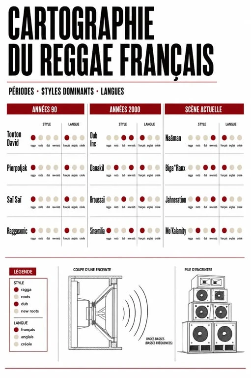 Artiste reggae français : visualisation des périodes, styles et langues de la scène reggae française