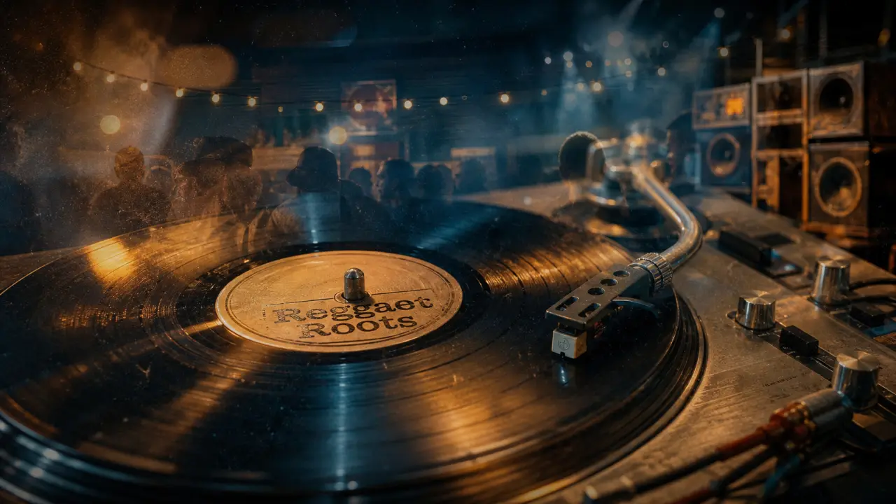Reggae francais : gros plan platine vinyle et sound system