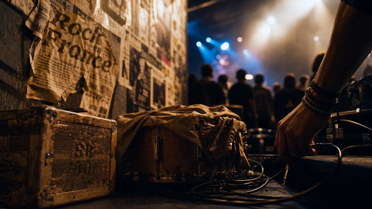 Photo rock en france : scène parisienne et caisses avant concert