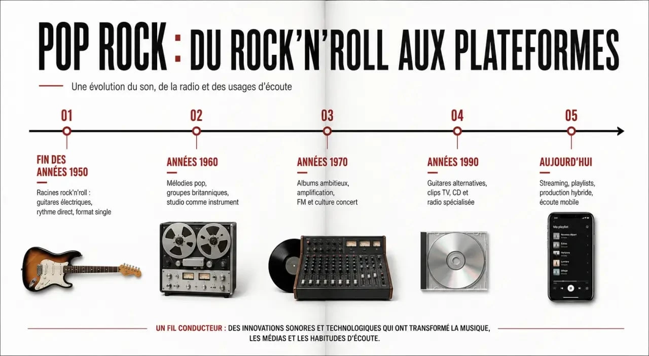 Pop rock : frise chronologique de l'évolution du genre