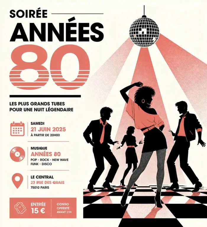 Ambiance de soirée années 80 avec chanson française