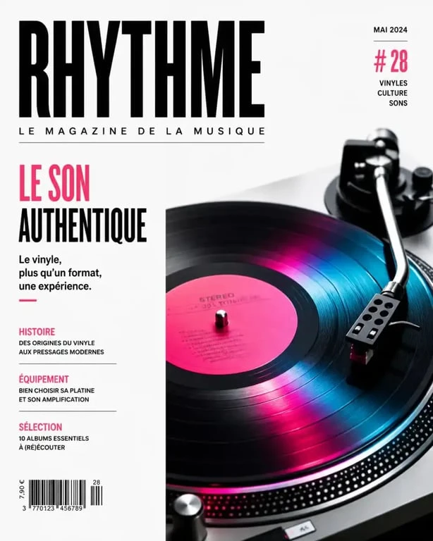 Vinyle vintage et platine pour illustrer la chanson française des années 80