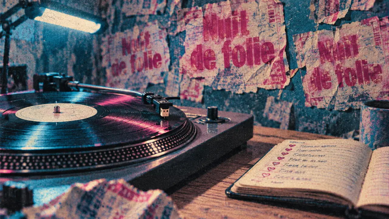 Groupe de musique année 80 : vinyle et carnet de playlist